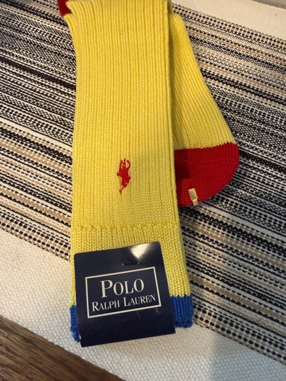 Vintage Polo Ralph Lauren Colorblock Socks Yellow Red Blue‎ Made in Japan NOS